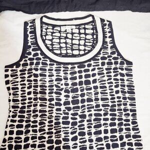 St. John Knits Tank Top M Black/White Animal Print Embellished